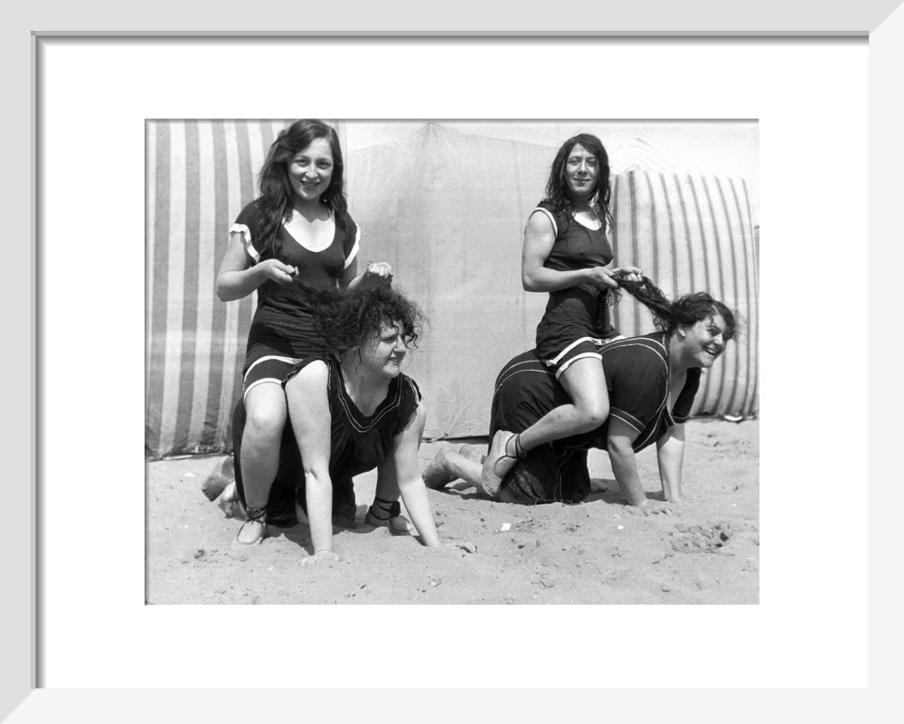 Horseplay on the beach, c 1920s. - Image 4