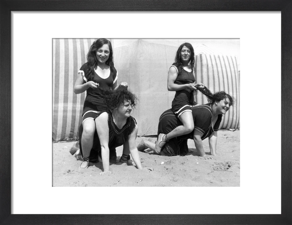 Horseplay on the beach, c 1920s. - Image 8