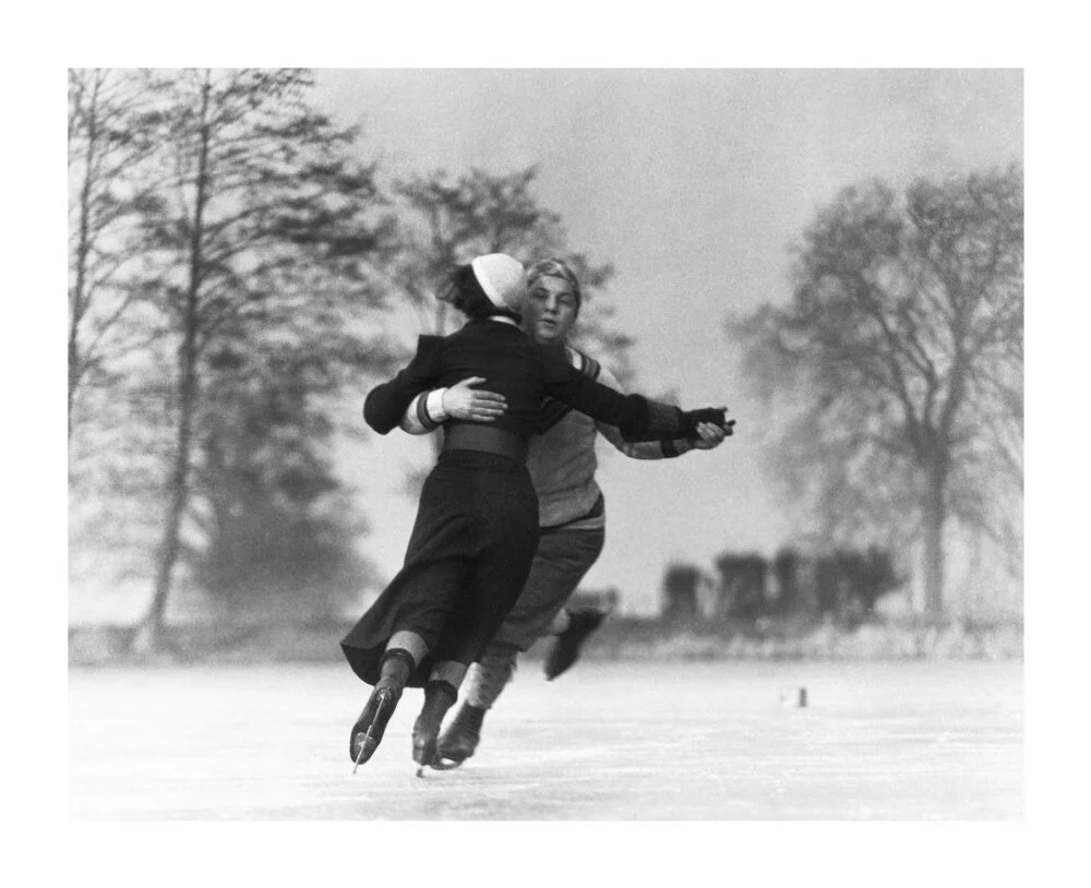 Couple skating on an ice rink, c 1930s. - Image 63