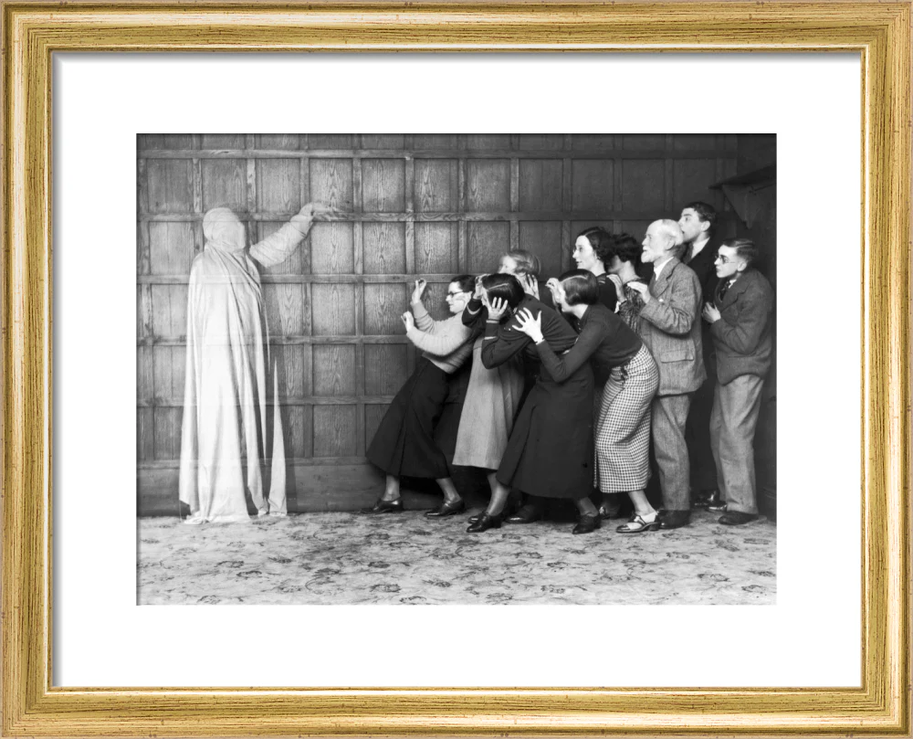 People 'cowering in fear' at the sight of a ghost, c 1920s. - Image 38