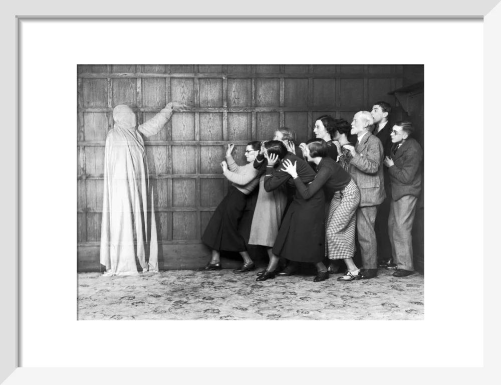 People 'cowering in fear' at the sight of a ghost, c 1920s. - Image 42