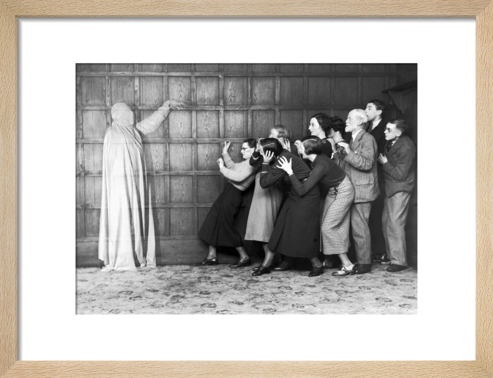 People 'cowering in fear' at the sight of a ghost, c 1920s. - Image 44