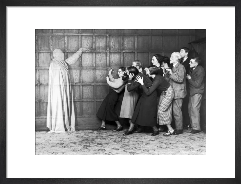 People 'cowering in fear' at the sight of a ghost, c 1920s. - Image 46