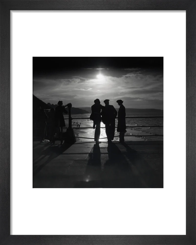 Figures silhouetted by the moon on a promenade, c 1930s. - Image 3