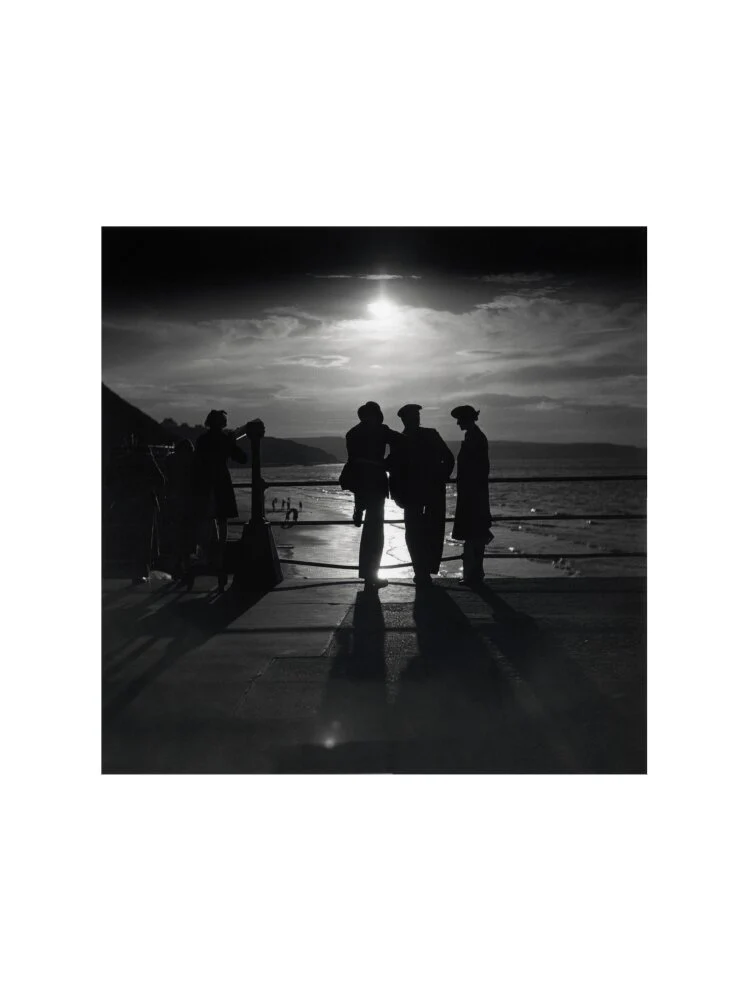 Figures silhouetted by the moon on a promenade, c 1930s. - Image 50