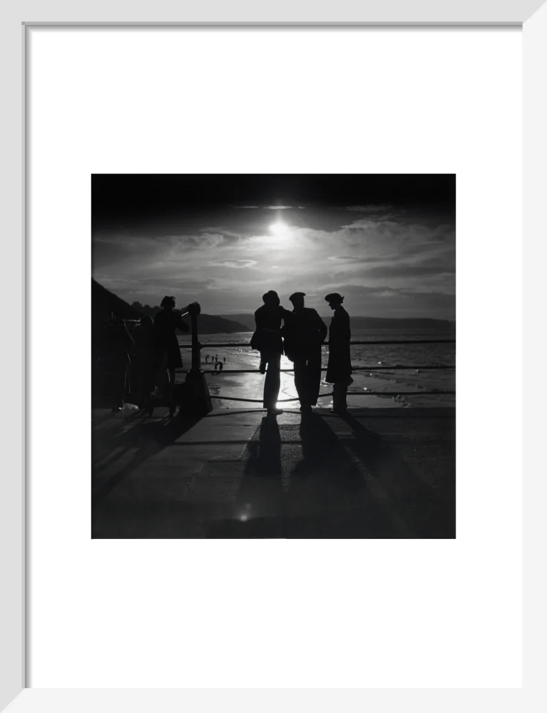 Figures silhouetted by the moon on a promenade, c 1930s. - Image 9
