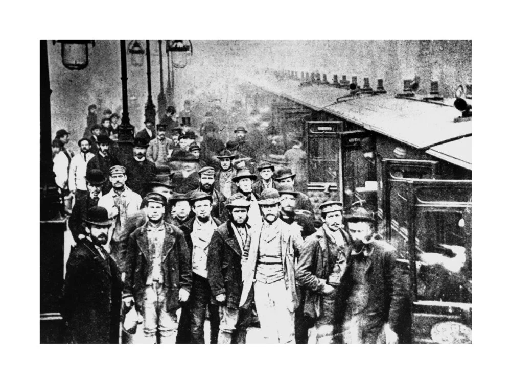Workmen waiting at Liverpool Street Station, 25 October 1884. - Image 29