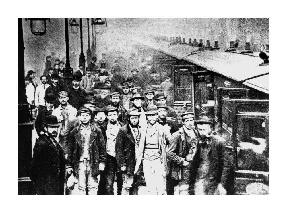 Workmen waiting at Liverpool Street Station, 25 October 1884. - Image 30