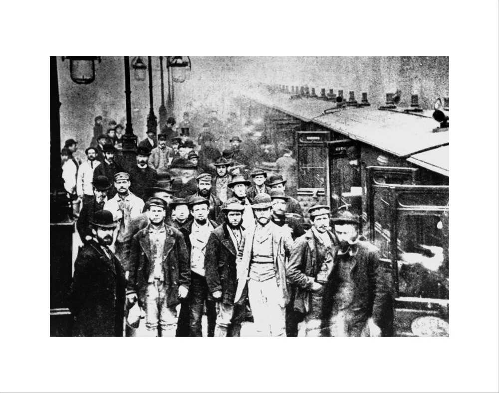 Workmen waiting at Liverpool Street Station, 25 October 1884. - Image 35