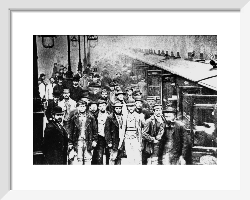 Workmen waiting at Liverpool Street Station, 25 October 1884. - Image 4