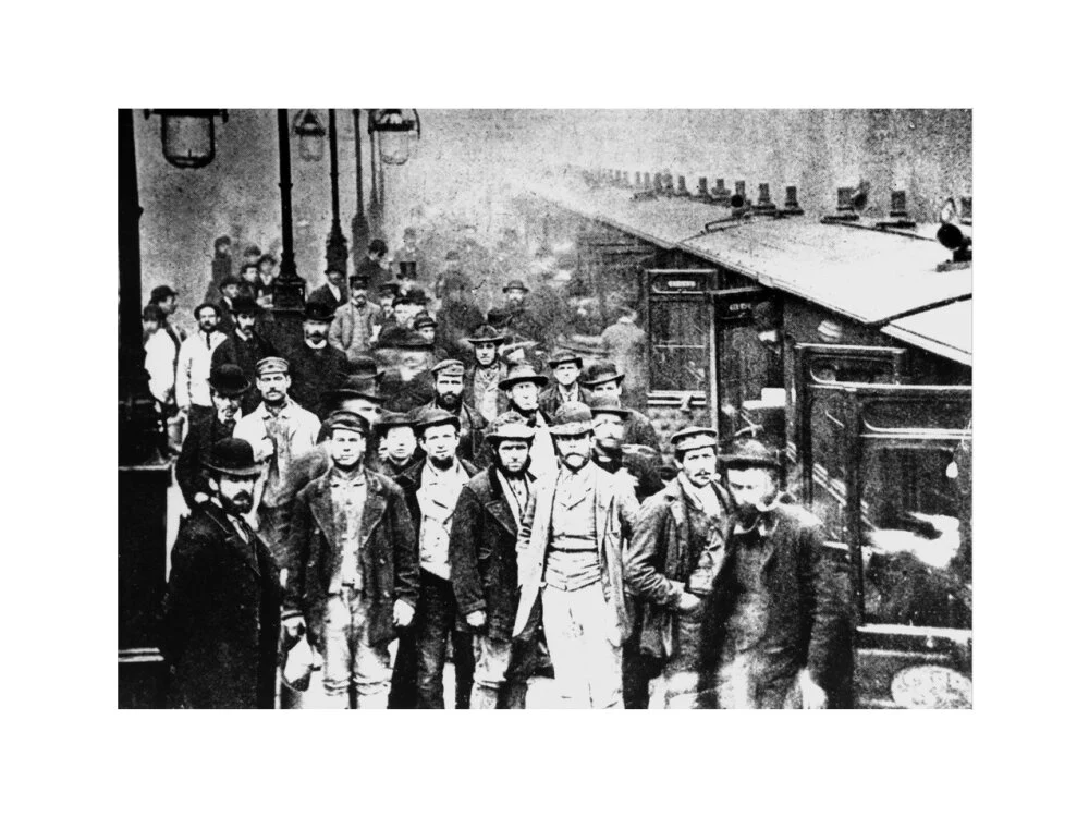 Workmen waiting at Liverpool Street Station, 25 October 1884. - Image 45