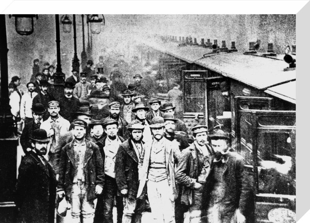Workmen waiting at Liverpool Street Station, 25 October 1884. - Image 65