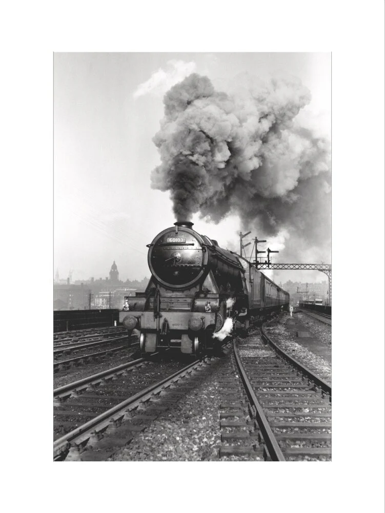 'Flying Scotsman' A3 Class steam locomotive leaving Leeds station, 1956. - Image 12