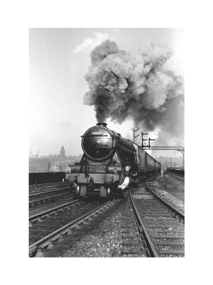 'Flying Scotsman' A3 Class steam locomotive leaving Leeds station, 1956. - Image 22