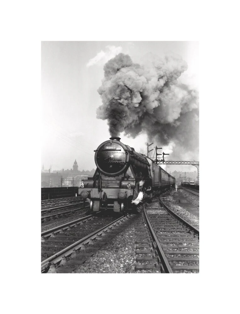 'Flying Scotsman' A3 Class steam locomotive leaving Leeds station, 1956. - Image 27