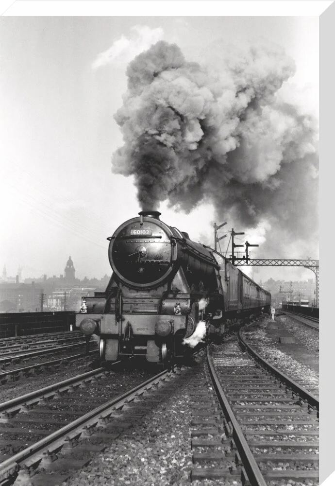 'Flying Scotsman' A3 Class steam locomotive leaving Leeds station, 1956. - Image 66