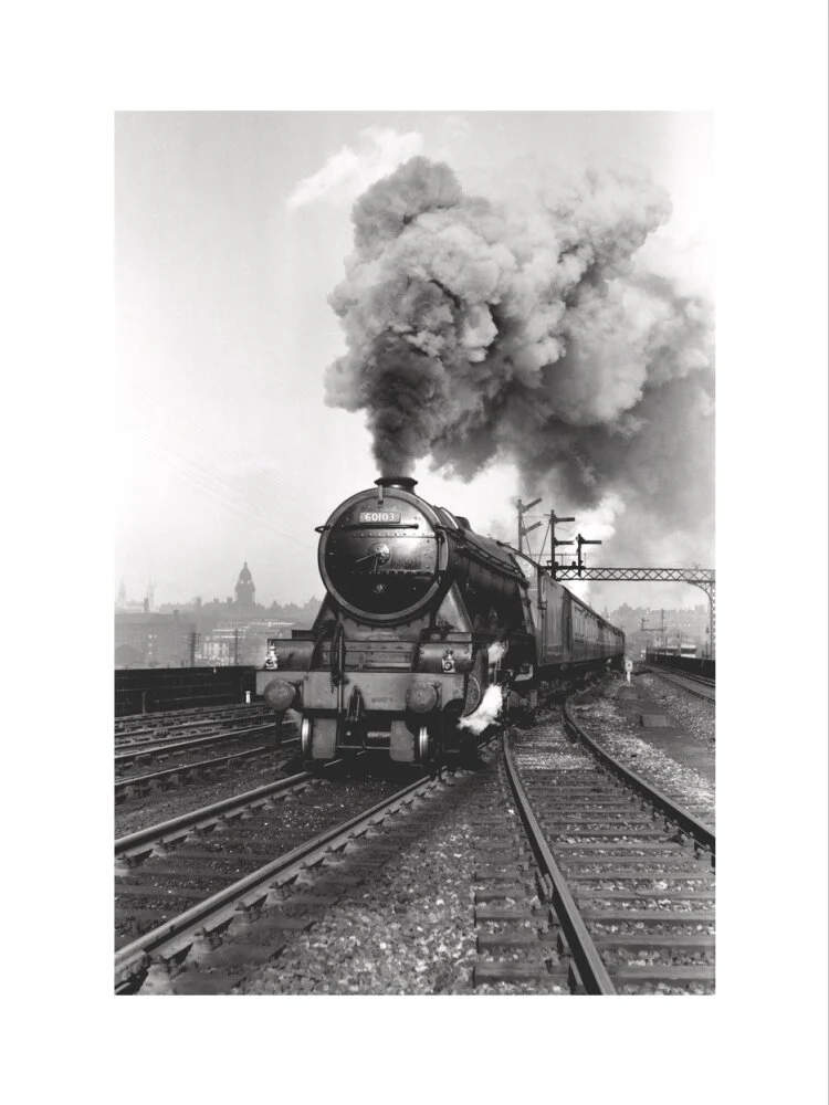 'Flying Scotsman' A3 Class steam locomotive leaving Leeds station, 1956. - Image 7