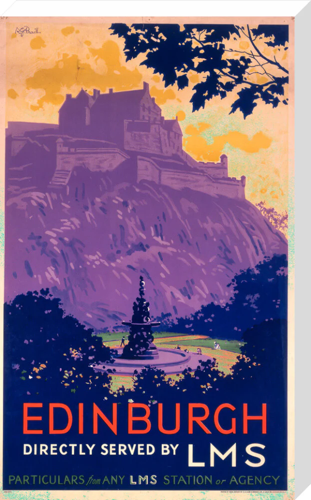 'Edinburgh, directly served by LMS', poster, c 1930s. - Image 33