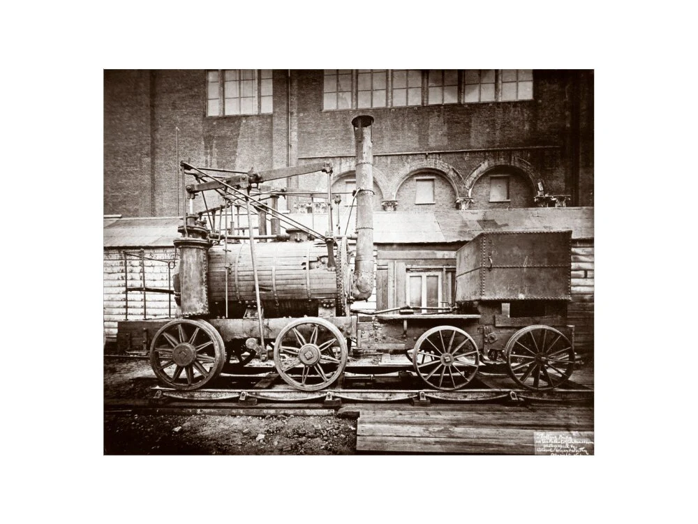 'Puffing Billy' steam locomotive, outside the Patent Museum, London, 1876. - Image 55