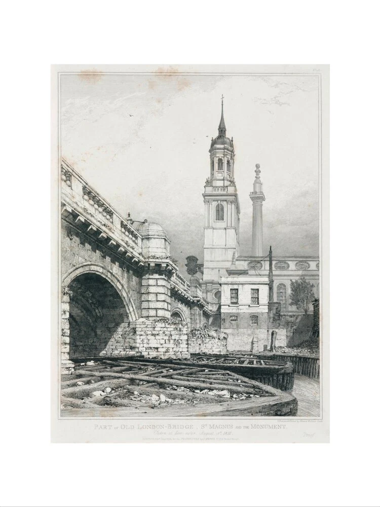 Old London Bridge, St Magnus the Martyr and the Monument, London, 1831. - Image 12