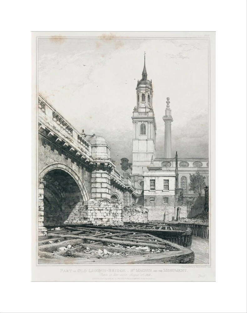 Old London Bridge, St Magnus the Martyr and the Monument, London, 1831. - Image 2