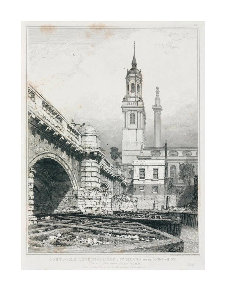 Old London Bridge, St Magnus the Martyr and the Monument, London, 1831. - Image 29