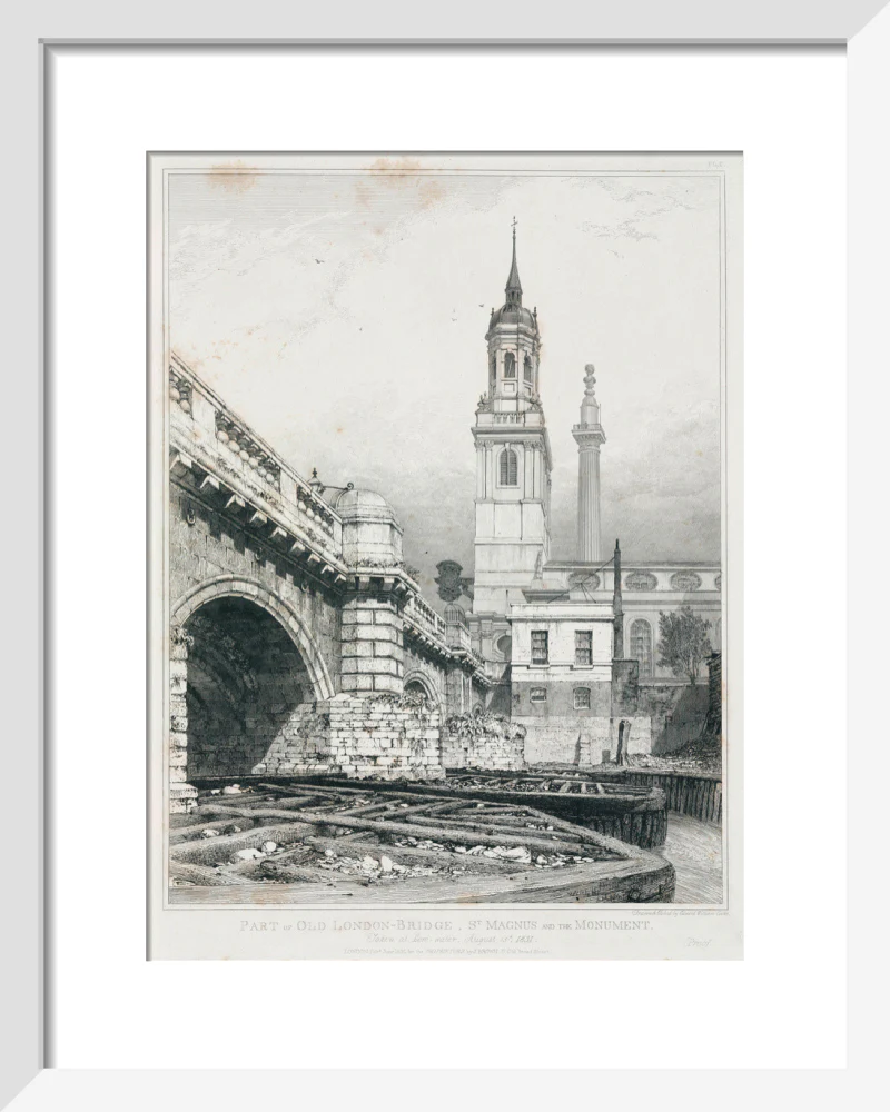 Old London Bridge, St Magnus the Martyr and the Monument, London, 1831. - Image 4