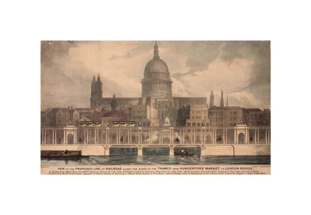 'View of the proposed line of Railway along the banks of the Thames...', 1842. - Image 60