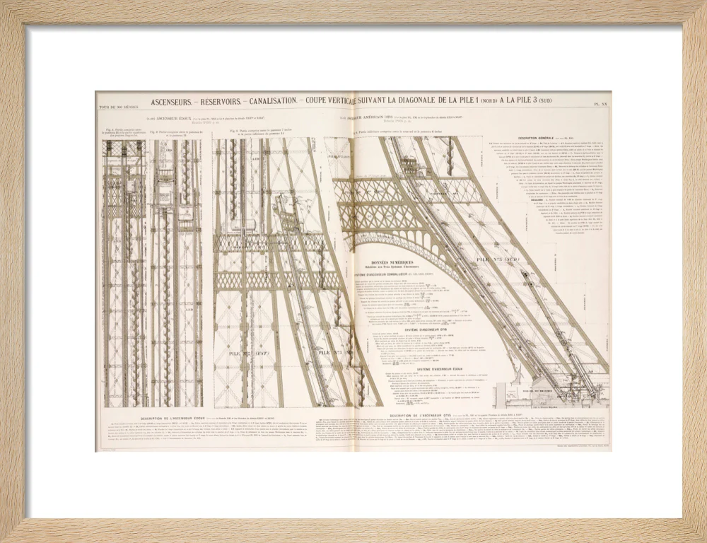 Diagram of the Eiffel Tower showing the lifts, c 1887. - Image 11