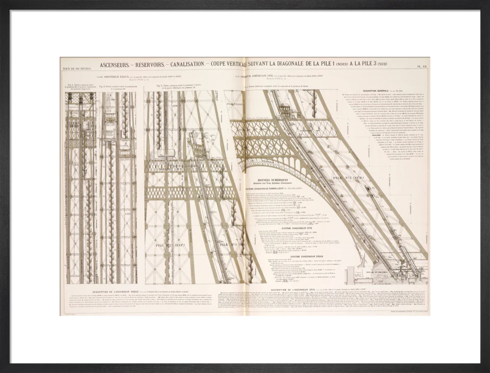 Diagram of the Eiffel Tower showing the lifts, c 1887. - Image 18