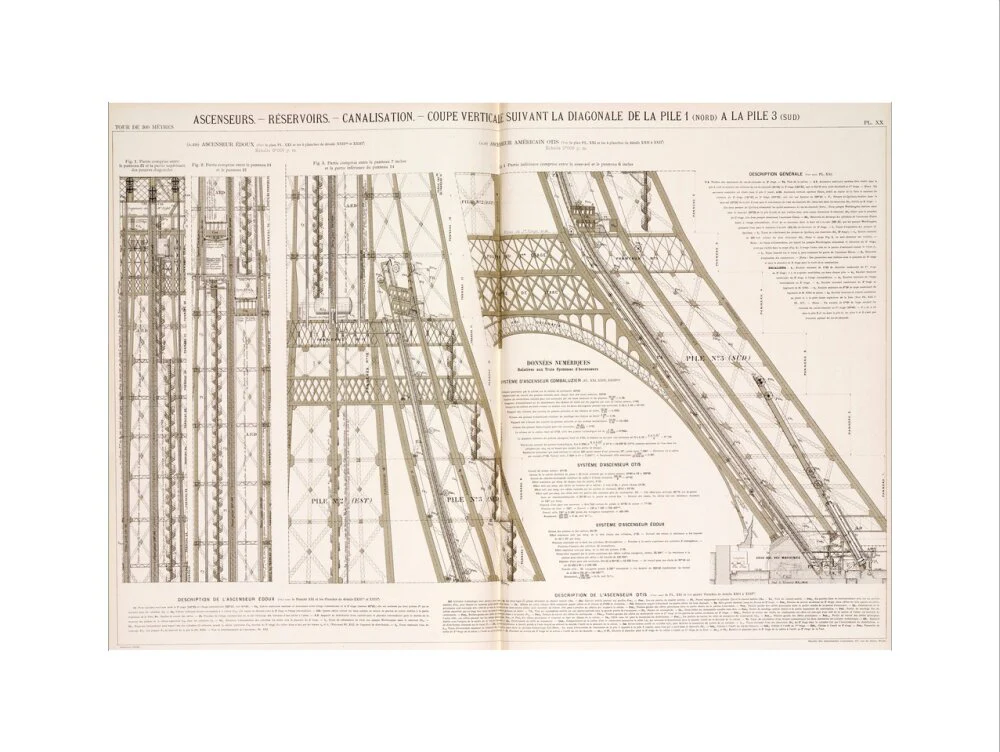 Diagram of the Eiffel Tower showing the lifts, c 1887. - Image 22