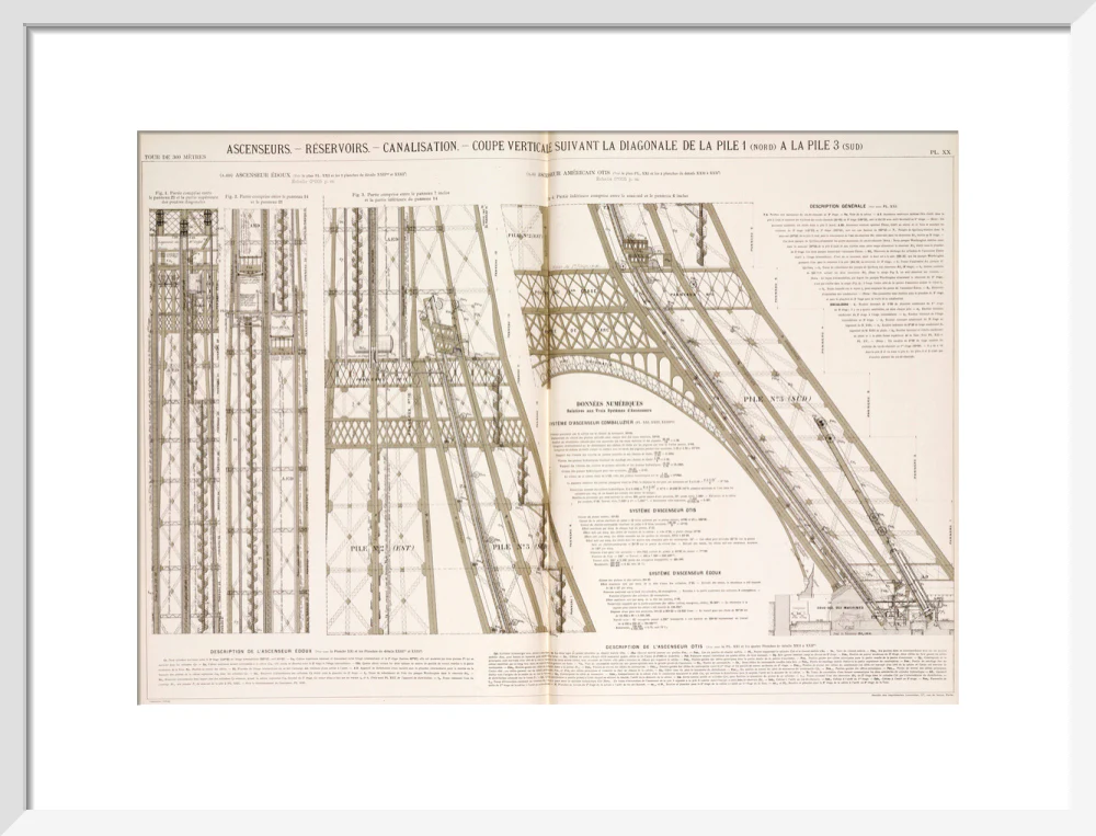 Diagram of the Eiffel Tower showing the lifts, c 1887. - Image 47