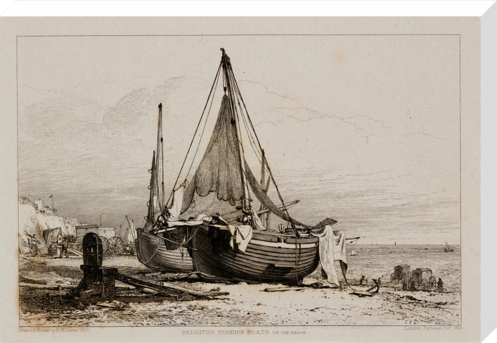 'Brighton Fishing Boats on the Beach', 1829. - Image 66