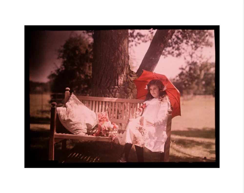 Girl with a parasol sitting on a bench, 1908. - Image 35