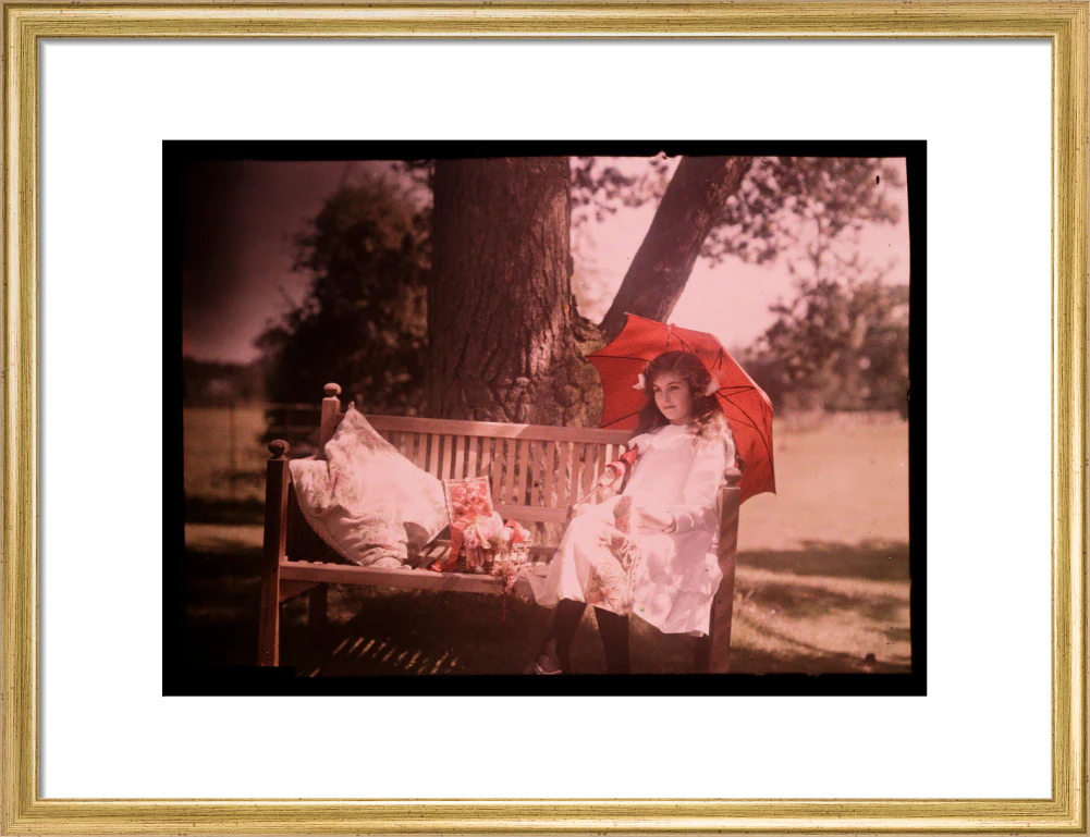 Girl with a parasol sitting on a bench, 1908. - Image 48