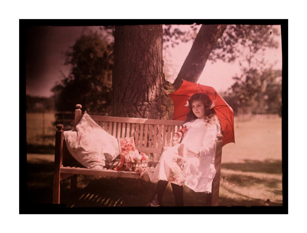 Girl with a parasol sitting on a bench, 1908. - Image 63
