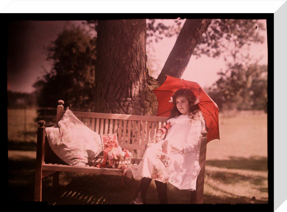 Girl with a parasol sitting on a bench, 1908. - Image 65
