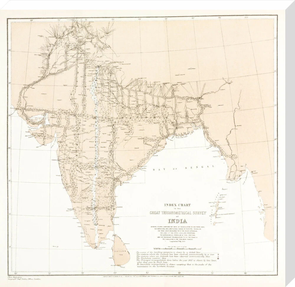 Index chart to the Great Trigonometrical Survey of India, 1870. - Image 33