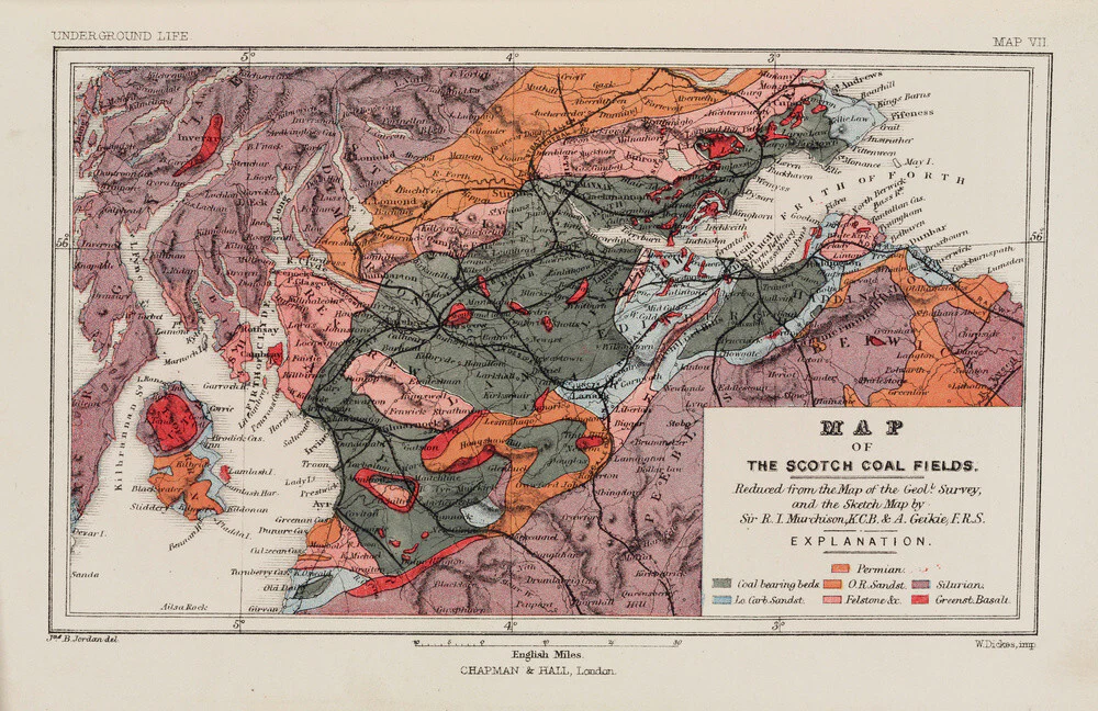 Map of the coal fields of Scotland, 1869.