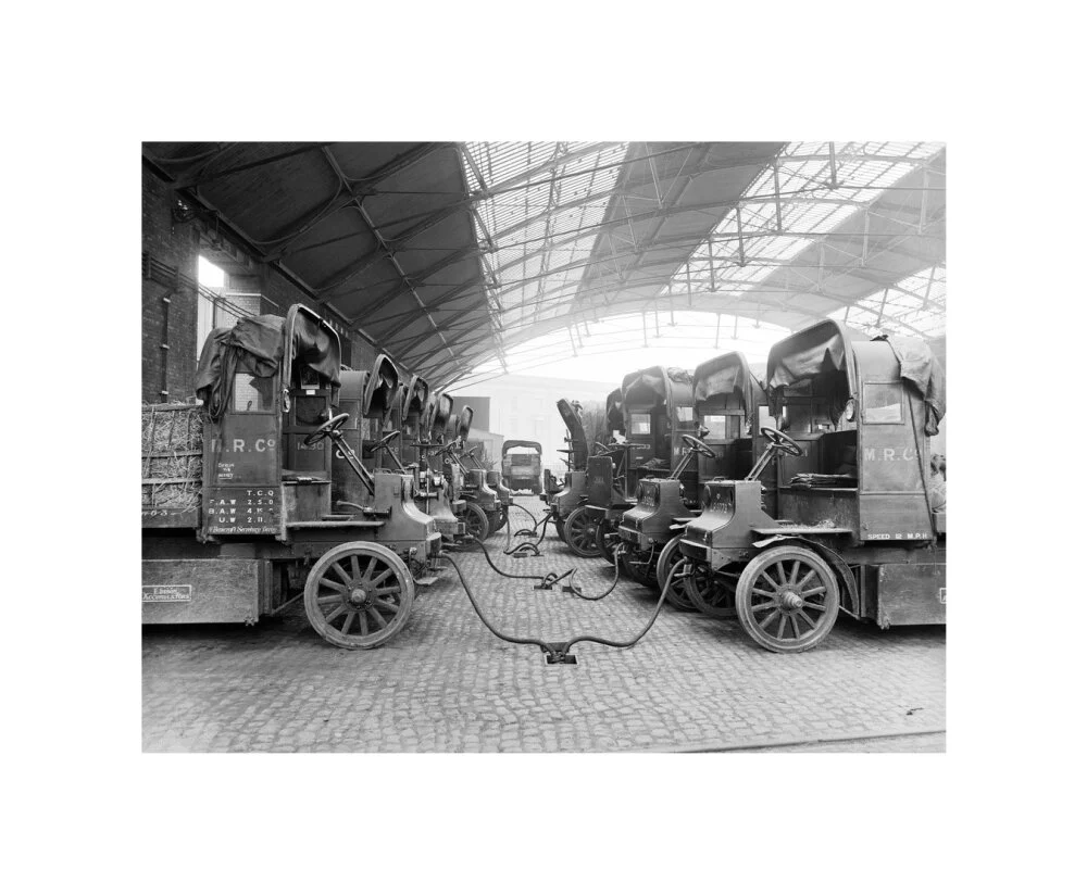 Lorries being refuelled at St Pancras goods depot, London, 11 July 1917. - Image 60