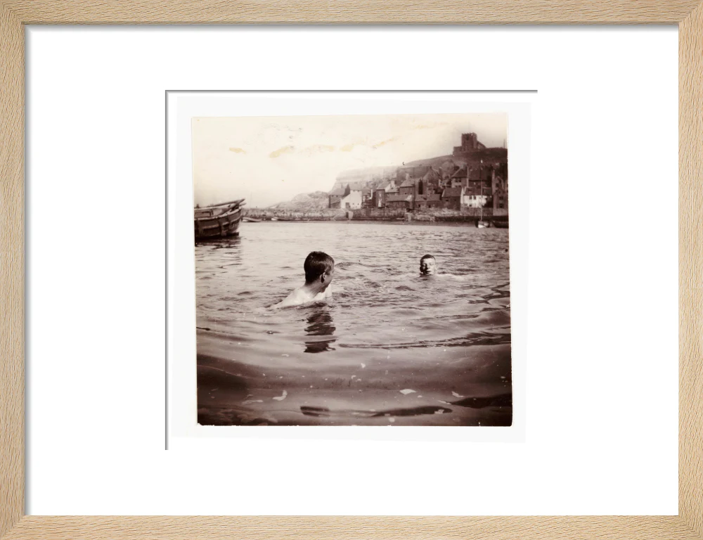 Two boys swimming in Whitby Harbour, North Yorkshire, c 1902. - Image 11