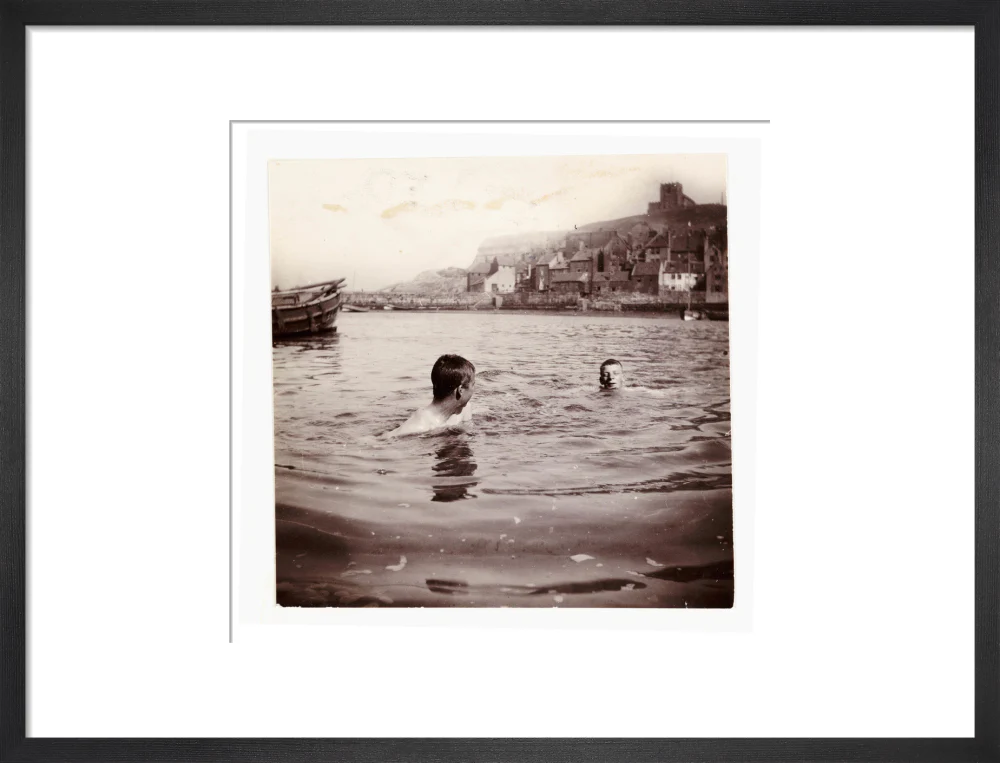 Two boys swimming in Whitby Harbour, North Yorkshire, c 1902. - Image 13