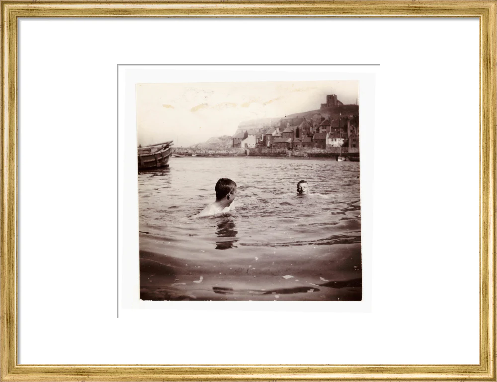 Two boys swimming in Whitby Harbour, North Yorkshire, c 1902. - Image 15