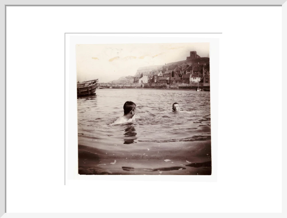 Two boys swimming in Whitby Harbour, North Yorkshire, c 1902. - Image 19