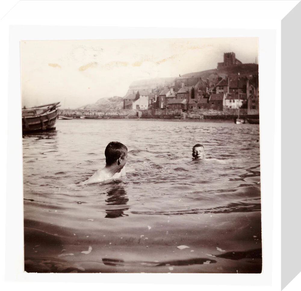 Two boys swimming in Whitby Harbour, North Yorkshire, c 1902. - Image 31