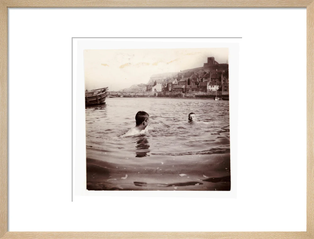 Two boys swimming in Whitby Harbour, North Yorkshire, c 1902. - Image 49