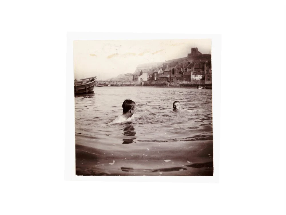 Two boys swimming in Whitby Harbour, North Yorkshire, c 1902. - Image 50