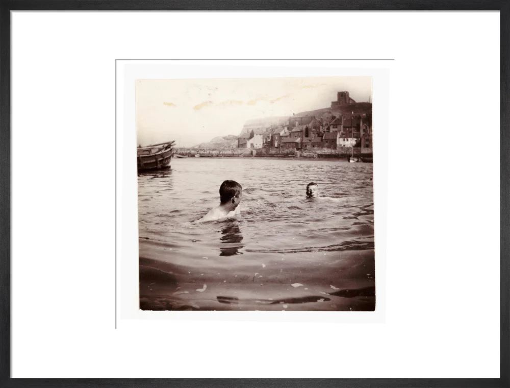 Two boys swimming in Whitby Harbour, North Yorkshire, c 1902. - Image 51