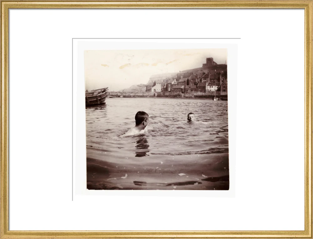 Two boys swimming in Whitby Harbour, North Yorkshire, c 1902. - Image 53