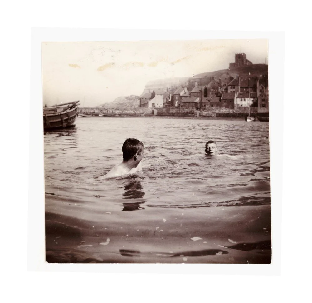 Two boys swimming in Whitby Harbour, North Yorkshire, c 1902. - Image 62